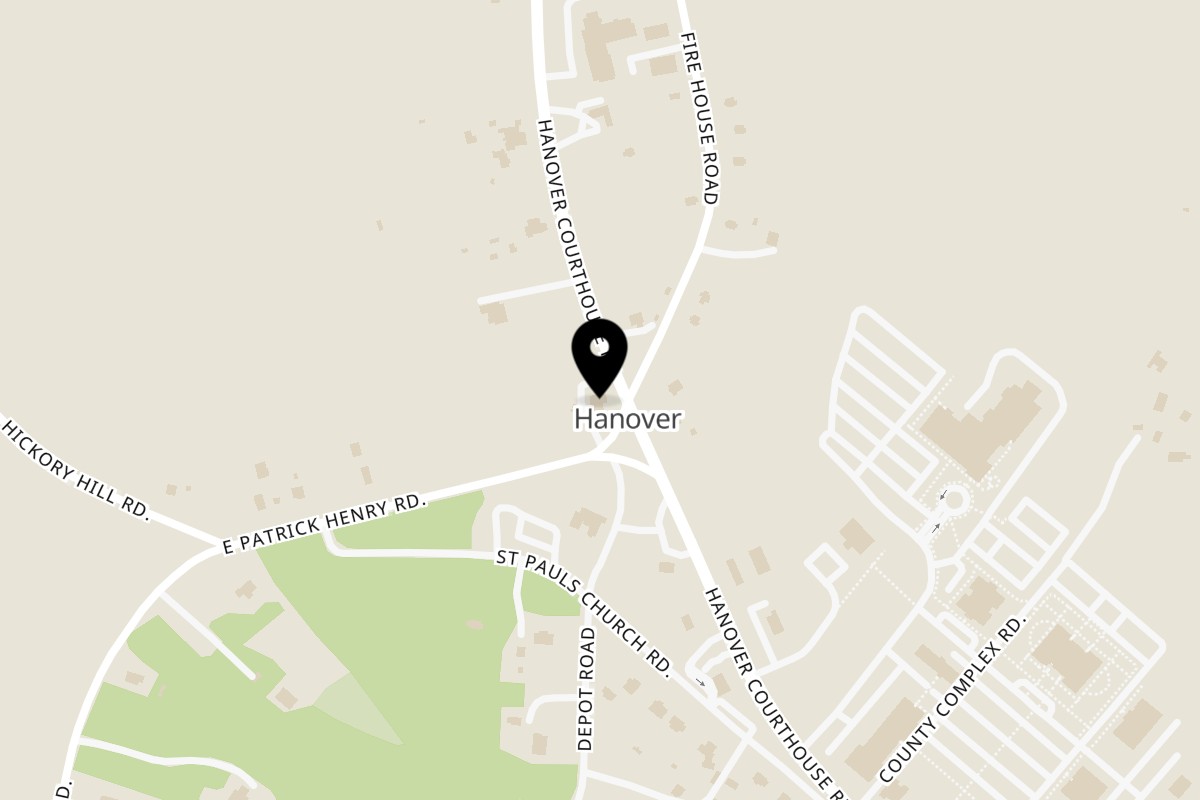 Map showing the location of El Zocalo Mexican Restaurant on 13271 Hanover Courthouse Rd in Hanover